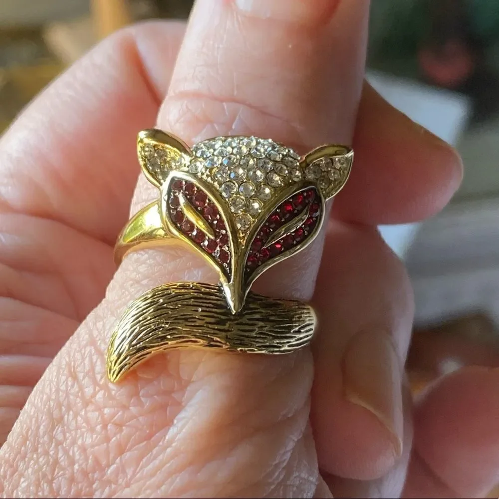 Fox Gold Top Grade Crystal Brass Ring With Ion Plating